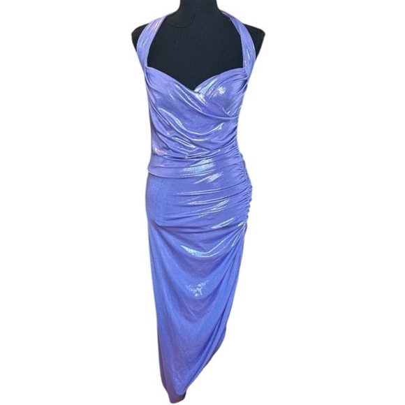 Norma Kamali Cayla Side Drape Gown in Lilac - Picture 2 of 7